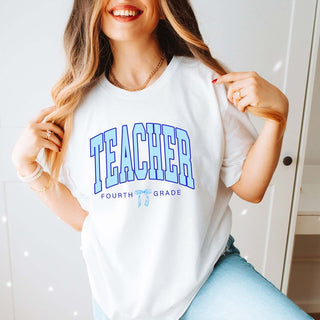 Teacher Bow Grade Level Bella Graphic Tee - Limeberry Designs