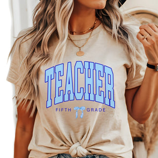 Teacher Bow Grade Level Bella Graphic Tee - Limeberry Designs