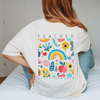 Teacher Watch Them Grow Back Print Comfort Color Graphic Tee - Limeberry Designs