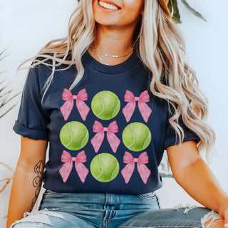 Tennis And Bows Collage Tee - Fast Shipping - Limeberry Designs