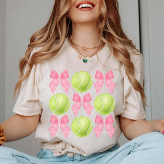 Tennis And Bows Collage Tee - Fast Shipping - Limeberry Designs