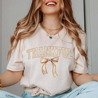 Thankful With Bow Bella Graphic Tee - Limeberry Designs