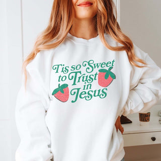Tis So Sweet To Trust In Jesus Graphic Sweatshirt - Limeberry Designs