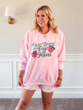 Tis So Sweet To Trust In Jesus Graphic Sweatshirt - Limeberry Designs