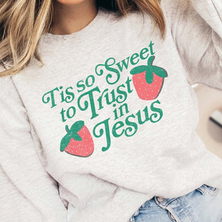 Tis So Sweet To Trust In Jesus Graphic Sweatshirt - Limeberry Designs
