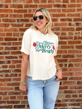 Tis the Season to Be Merry and Bright Boxy Comfort Color Tee - Limeberry Designs