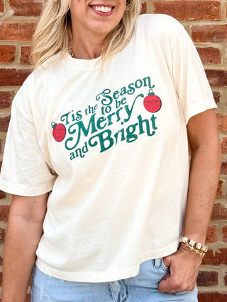 Tis the Season to Be Merry and Bright Boxy Comfort Color Tee - Limeberry Designs