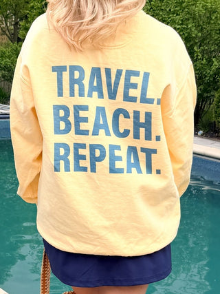 Travel Beach Repeat Comfort Color Crew Sweatshirt Front & Back Design - Limeberry Designs