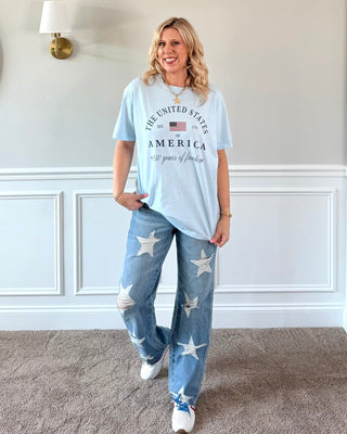 United States Of America Graphic Comfort Color Tee - Limeberry Designs