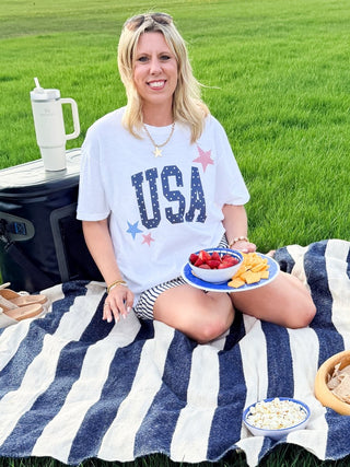 USA Dots & Stars Comfort Color Graphic Tee - Limeberry Designs
