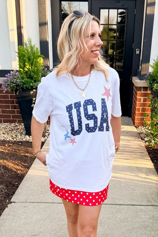 USA Dots & Stars Comfort Color Graphic Tee - Limeberry Designs