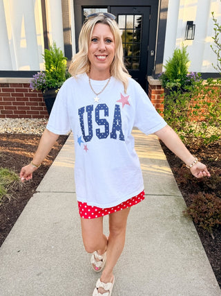 USA Dots & Stars Comfort Color Graphic Tee - Limeberry Designs