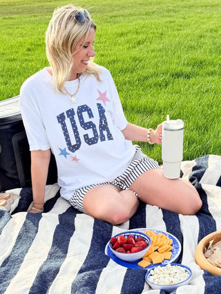 USA Dots & Stars Comfort Color Graphic Tee - Limeberry Designs