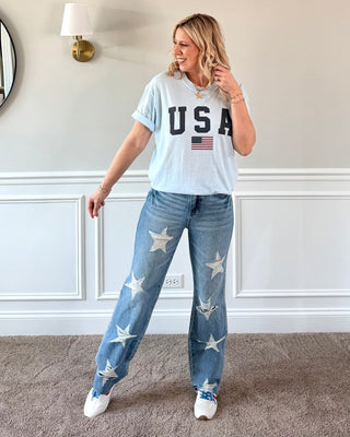 USA Flag Comfort Color Tee - Limeberry Designs