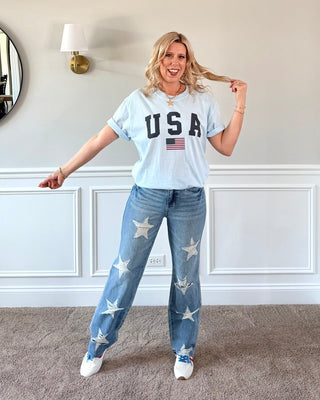 USA Flag Comfort Color Tee - Limeberry Designs