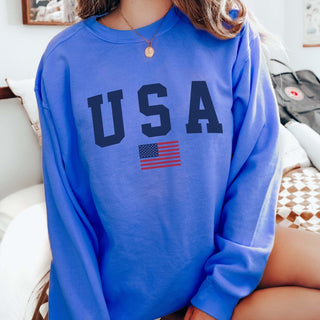 USA Flag Comfort Colors Crew Sweatshirt - Limeberry Designs