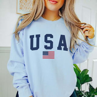 USA Flag Comfort Colors Crew Sweatshirt - Limeberry Designs