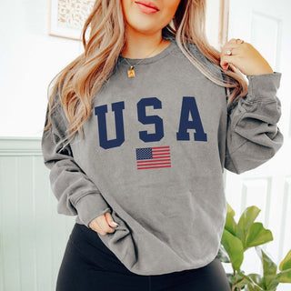 USA Flag Comfort Colors Crew Sweatshirt - Limeberry Designs