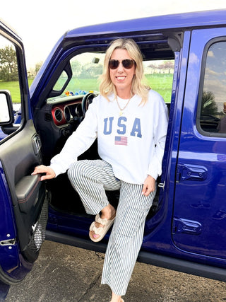 USA Flag Crew Sweatshirt - Limeberry Designs