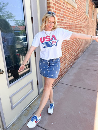 USA Large Star 250 Boxy Comfort Color Graphic Tee - Limeberry Designs