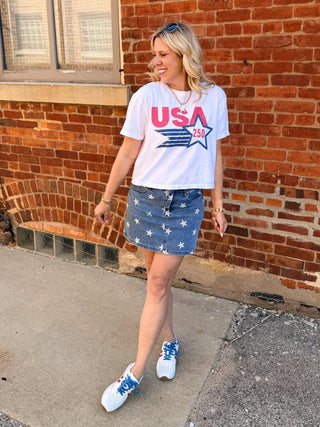 USA Large Star 250 Boxy Comfort Color Graphic Tee - Limeberry Designs