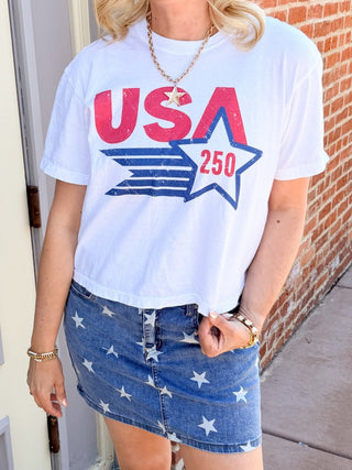 USA Large Star 250 Boxy Comfort Color Graphic Tee - Limeberry Designs