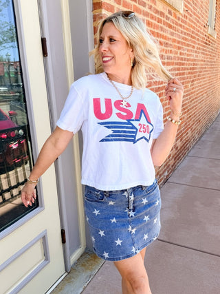 USA Large Star 250 Boxy Comfort Color Graphic Tee - Limeberry Designs