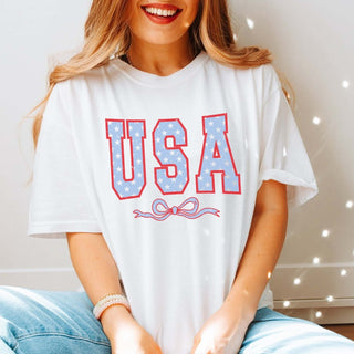 USA With Bow Comfort Color Tee - Limeberry Designs