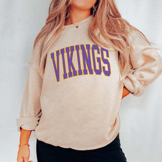Vikings Collegiate Letter Graphic Sweatshirt + Hoodie