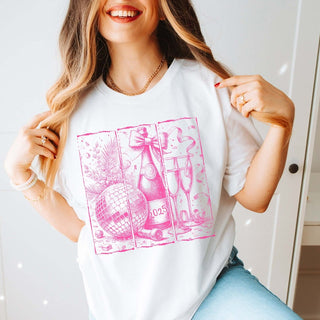 Vintage New Year Pink Bella Graphic Tee - Limeberry Designs