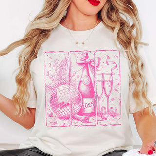 Vintage New Year Pink Bella Graphic Tee - Limeberry Designs