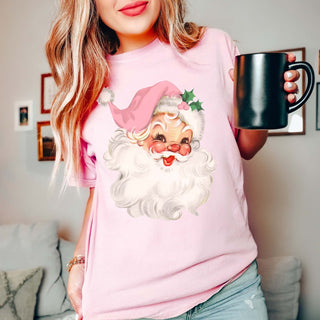 Vintage Santa Pink Hat Comfort Colors Tee - Limeberry Designs