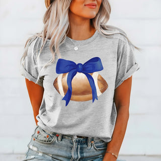 Watercolor Football With Bow Graphic Tee - Limeberry Designs