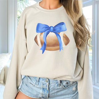 Watercolor Football With Bow Sweatshirt - Limeberry Designs