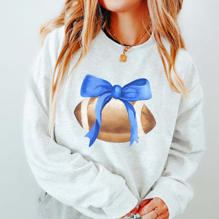 Watercolor Football With Bow Sweatshirt - Limeberry Designs