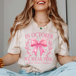 We Wear Pink Bow With Stars Bella Graphic Tee - Limeberry Designs