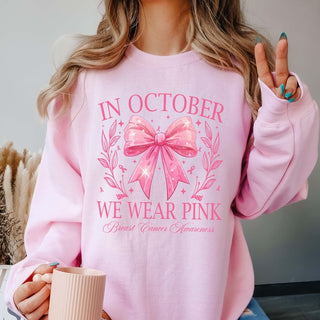 We Wear Pink Bow With Stars Graphic Sweatshirt - Limeberry Designs