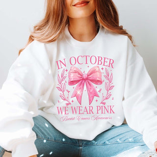 We Wear Pink Bow With Stars Graphic Sweatshirt - Limeberry Designs