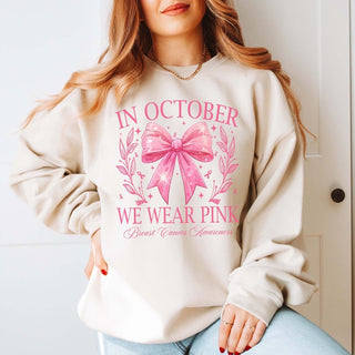 We Wear Pink Bow With Stars Graphic Sweatshirt - Limeberry Designs