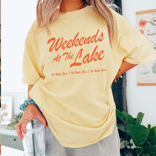 Weekends At The Lake Wholesale Graphic Comfort Color Tee - Limeberry Wholesale