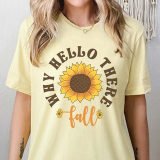 Why Hello There Fall Wholesale Bella Graphic Tee - Quick Shipping - Limeberry Designs