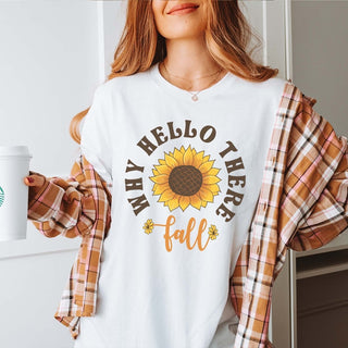 Why Hello There Fall Wholesale Bella Graphic Tee - Quick Shipping - Limeberry Designs