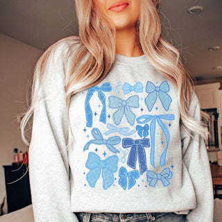 Winter Blue Bow Collage Graphic Sweatshirt - Limeberry Designs