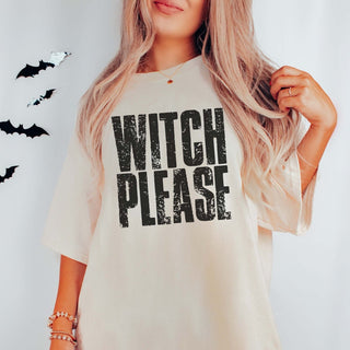 Witch Please Distressed Comfort Color Graphic Tee - Limeberry Designs