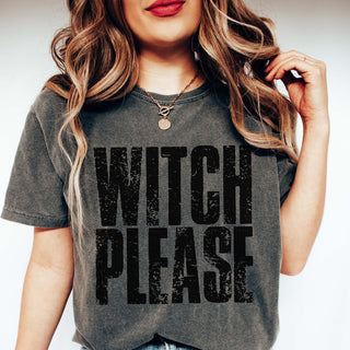 Witch Please Distressed Comfort Color Graphic Tee - Limeberry Designs