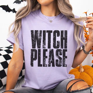Witch Please Distressed Comfort Color Graphic Tee - Limeberry Designs