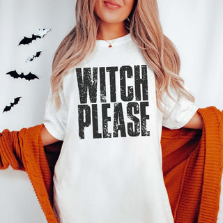 Witch Please Distressed Comfort Color Graphic Tee - Limeberry Designs