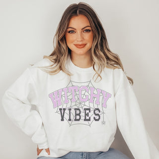 Witchy Vibes Web Crew Wholesale Graphic Sweatshirt - Limeberry Designs