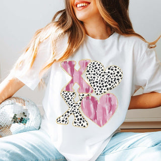 XOXO Leopard & Watercolor Wholesale Bella Graphic Tee - Quick Shipping - Limeberry Designs