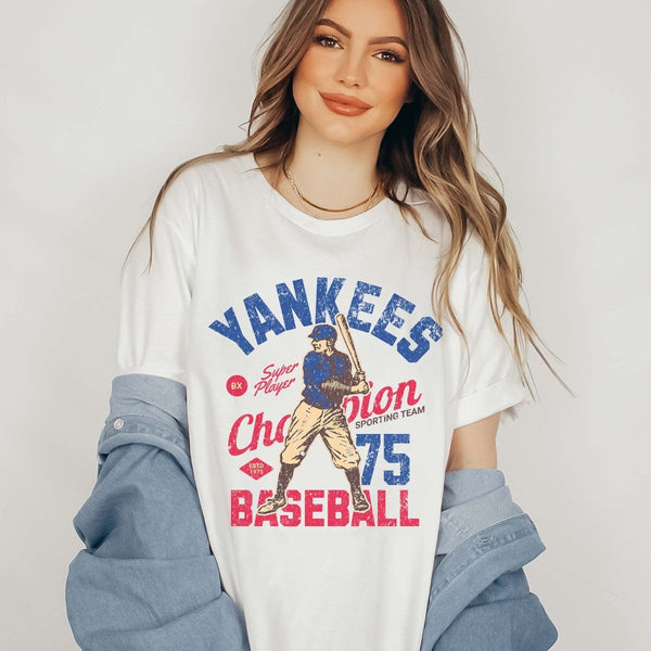 Yankees Vintage Baseball Team Tee by Limeberry Designs